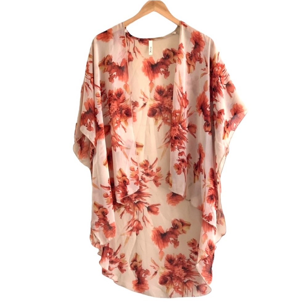 Minimi | Floral patterned kimono shrug lightweight loose cardigan size m…